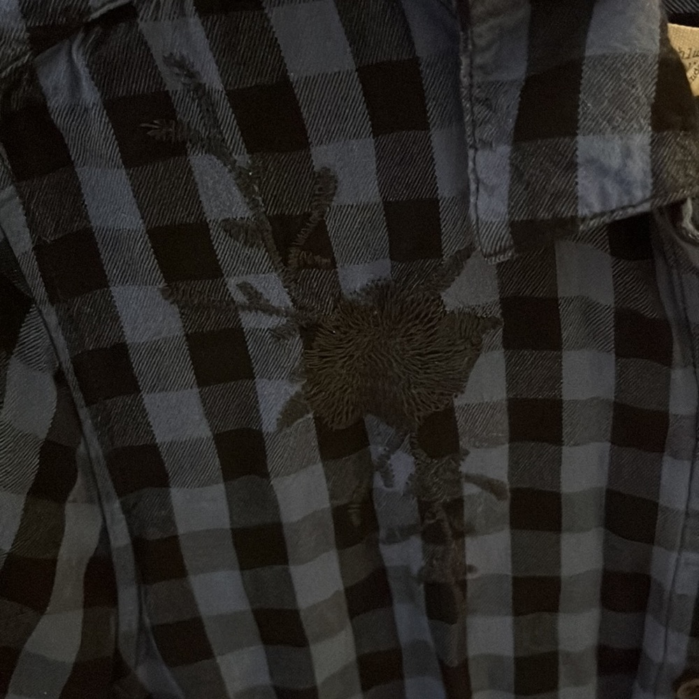 Black and blue checkered button up - Picture 3 of 5